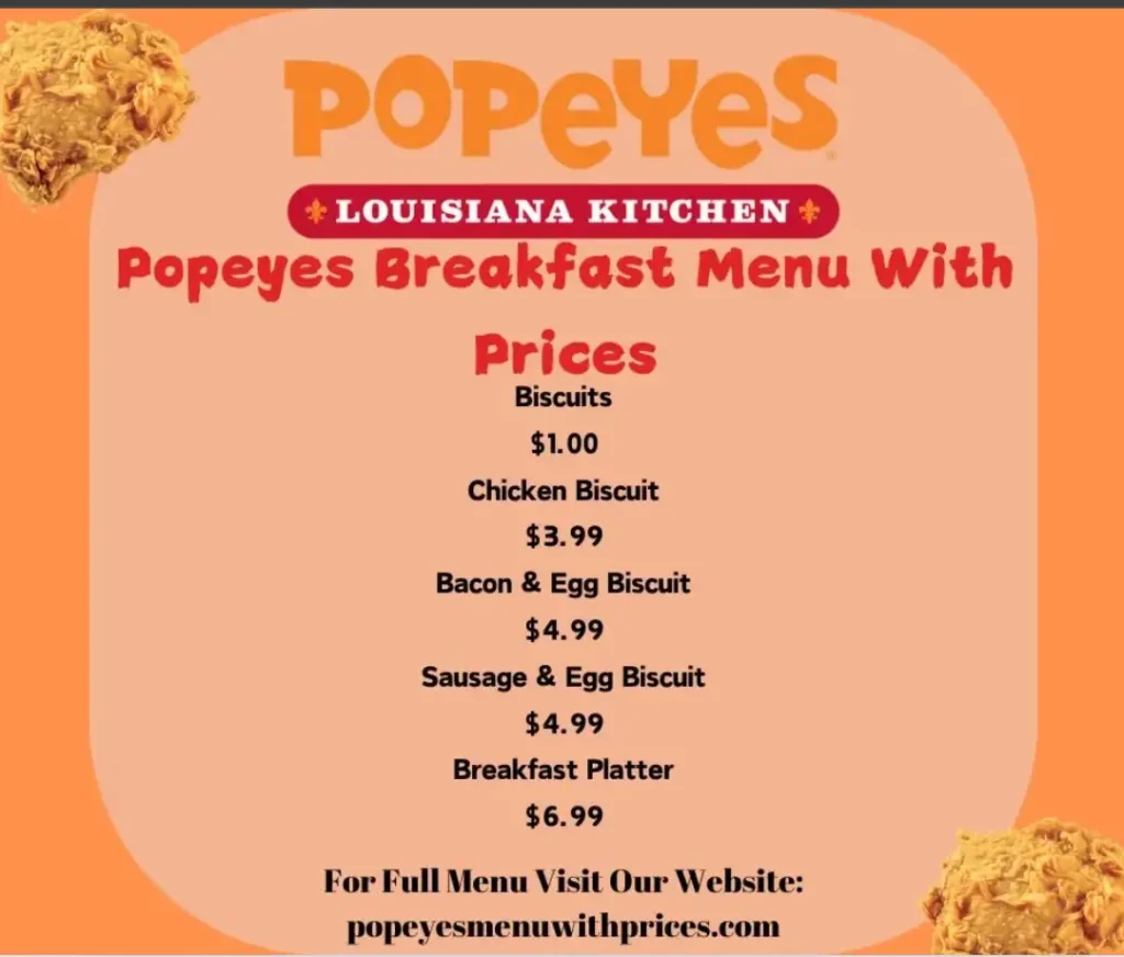 Popeyes Breakfast Menu Prices