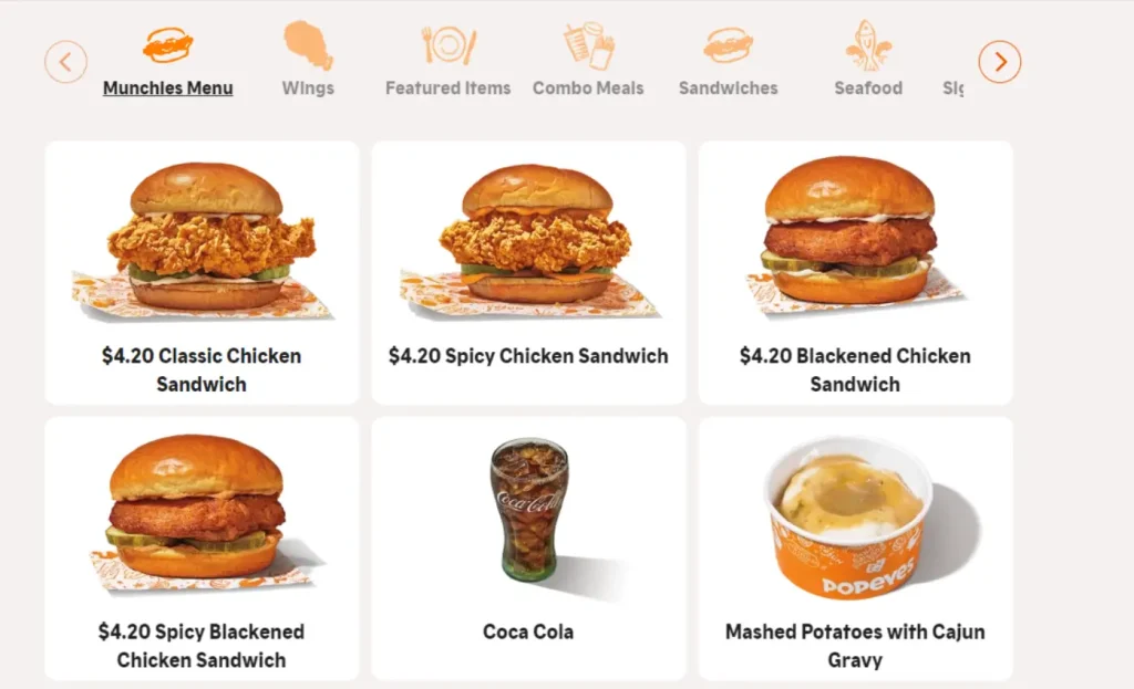 Popeyes Supreme Chicken Sandwiches Menu Prices