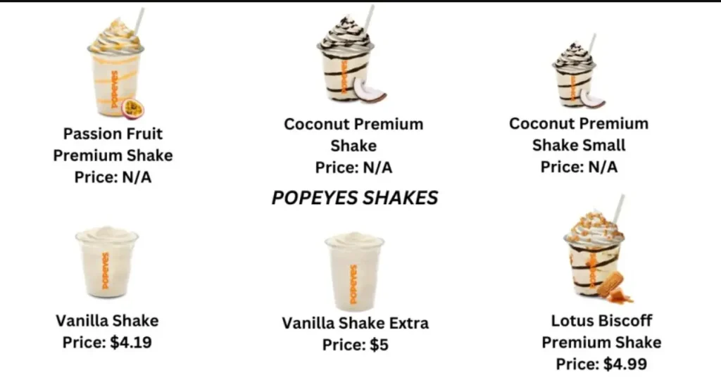 Premium Shakes at Popeyes Menu Prices